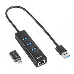 Sharkoon USB 3.2 Hub 4 Θυρών με σύνδεση USB-A / USB-C / Ethernet (3PALUHUBBLK) (SHR3PALUHUBBLK)