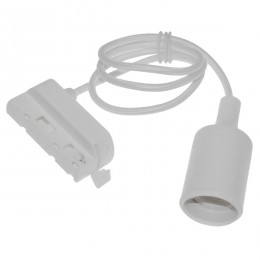 Διφασικός Connector 3 Καλωδίων με 1 Μέτρο Υφασμάτινο Καλώδιο και Ντουί E27 για Λευκή Ράγα Οροφής GloboStar 93128
