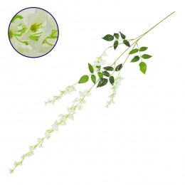 GloboStar® 09032 Τεχνητό Κρεμαστό Φυτό Διακοσμητική Γιρλάντα Μήκους 1.1 μέτρων με 3 X Κλαδιά Βιστέρια Λευκή