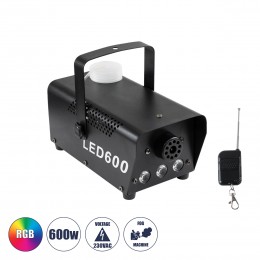 GloboStar® 51143 Επαγγελματική Μηχανή Fog Machine - Εφέ Καπνού 600W AC 220V-240V 1L On/Off & Ασύρματο Χειριστήριο - Μαύρο - L24 x W10.5 x H13cm