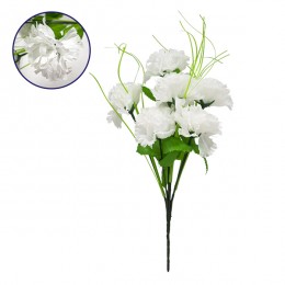 GloboStar® 09074 Τεχνητό Φυτό Διακοσμητικό Μπουκέτο Λευκό M20cm x Υ35cm Π20cm με 7 X Γαρύφαλλα