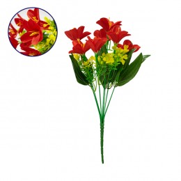 GloboStar® 09085 Τεχνητό Φυτό Διακοσμητικό Μπουκέτο Rain Lily Κόκκινο M15cm x Υ33cm Π15cm με 7 Κλαδάκια
