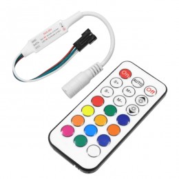 GloboStar® 73441 Ασύρματος LED Mini Dream-Color Magic Digital RGBW Controller με Χειριστήριο RF 21 Keys για LED Digital RGBW Προϊόντα 5v - 12v - 24v 2048 IC