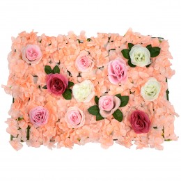 GloboStar® 78306 Συνθετικό Πάνελ Λουλουδιών - Κάθετος Κήπος Τριαντάφυλλο - Ορτανσία Μ60 x Υ40 x Π7cm
