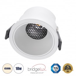 GloboStar® PLUTO-M 60254 Χωνευτό LED Spot Downlight TrimLess Φ8.4cm 10W 1300lm 38° AC 220-240V IP20 Φ8.4 x Υ5.9cm - Στρόγγυλο - Λευκό & Anti-Glare HoneyComb - Φυσικό Λευκό 4500K - Bridgelux COB - 5 Years Warranty