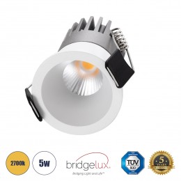 GloboStar® MICRO-S 60237 Χωνευτό LED Spot Downlight TrimLess Φ4cm 5W 625lm 38° AC 220-240V IP20 Φ4 x Υ5.9cm - Στρόγγυλο - Λευκό - Θερμό Λευκό 2700K - Bridgelux COB - 5 Years Warranty