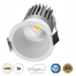GloboStar® MICRO-B 60242 Χωνευτό LED Spot Downlight TrimLess Φ6cm 7W 910lm 38° AC 220-240V IP20 Φ6 x Υ7.8cm - Στρόγγυλο - Λευκό - Φυσικό Λευκό 4500K - Bridgelux COB - 5 Years Warranty