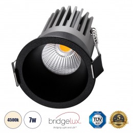 GloboStar® MICRO-B 60244 Χωνευτό LED Spot Downlight TrimLess Φ6cm 7W 910lm 38° AC 220-240V IP20 Φ6 x Υ7.8cm - Στρόγγυλο - Μαύρο - Φυσικό Λευκό 4500K - Bridgelux COB - 5 Years Warranty