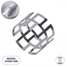 GloboStar® MENU 35006 Δαχτυλίδι Πετσέτας Μεταλλικό Ασημί Φ4.5 x Υ3cm