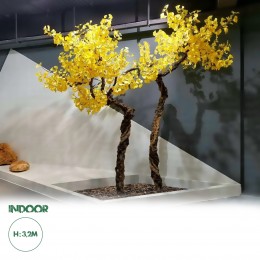 GloboStar® Artificial Garden GINKGO TWINS TREE 20187 Τεχνητό Διακοσμητικό Δέντρο Δίδυμα Γκίγκο Υ320cm