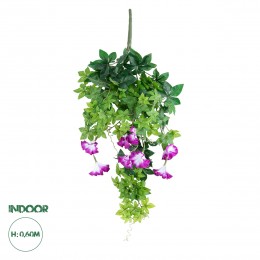 GloboStar® Artificial Garden MORNING GLORY HANGING BRANCH 20238 Τεχνητό Διακοσμητικό Κρεμαστό Φυτό Ιπομέα - Πρωϊνή Χαρά Υ60cm