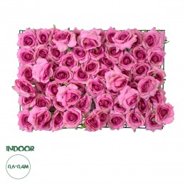 GloboStar® Artificial Garden ROSES STORY 20357 Τεχνητό Διακοσμητικό Πάνελ Λουλουδιών - Κάθετος Κήπος σύνθεση Βυσσινί Τριαντάφυλλα Μ40 x Π60 x Υ15cm