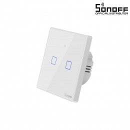 GloboStar® 80131  SONOFF T2EU2C-RF - 433MHz Wireless Smart Wall Touch Button Switch AC 100-240V Max 4A (2A/Way) 2 Way - RF Series