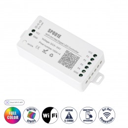 GloboStar® 73415 SP801E Ασύρματος WiFi Art-Net LED FULL COLOR Magic Digital Pixel Controller iOS/Android για LED Digital Πολύχρωμα και Μονόχρωμα Προϊόντα DC 5-24V 4 x 1024 IC Max