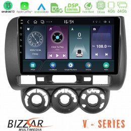 Bizzar v Series Honda Jazz 2002-2008 (Manual A/c) 10core Android13 4+64gb Navigation Multimedia Tablet 9 u-v-Hd100n