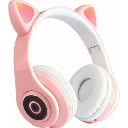 Ασύρματα Ακουστικά Κεφαλής CAT EAR CXT-B39 PINK με LED & SD Card Cat Ears Ροζ
