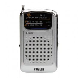Φορητό Ραδιόφωνο N'oveen PR151  AM/FM, με Hands Free 3.5mm,με Λειτουργία  Μπαταρίας 2 x 1,5V AAA  Ασημί