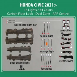 DIQ AMBIENT HONDA CIVIC mod.2021> (Digital iQ Ambient Light Honda Civic mod. 2021>, 18 Lights)