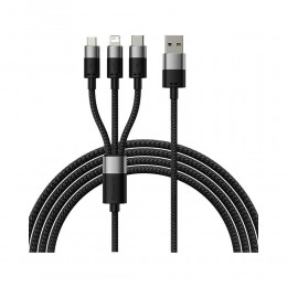 Baseus 3in1 Braided USB to Lightning / Type-C / micro USB Cable 3.5A Μαύρο 1.2m (CAXS000001) (BASCAXS000001)