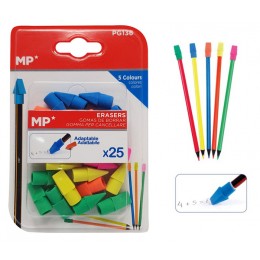 MP σετ γόμα καπάκι για μολύβι PG136, διάφορα χρώματα, 25τμχ
