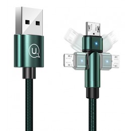 USAMS καλώδιο Micro USB σε USB SJ478, περιστρεφόμενο, 10W, 1m, πράσινο