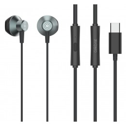 CELEBRAT earphones με μικρόφωνο D14, USB-C, 1.2m, μαύρα