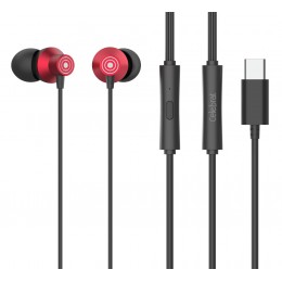 CELEBRAT earphones με μικρόφωνο D15, USB-C, 1.2m, κόκκινα