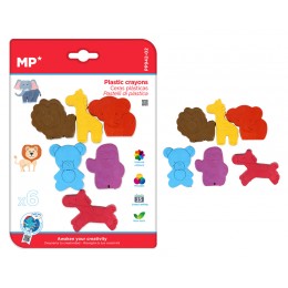 MP χρωματιστές κηρομπογιές PP942-02 με σχήμα ζωάκια, 6τμχ