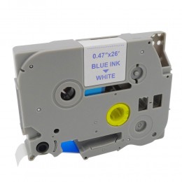 MediaRange Plastic Tape Cassette For Label Printers Using Brother TZ-233/TZe-233 12mm 8m Laminated Blue On White (MRBTZ233)
