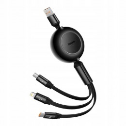 Baseus Bright Mirror 3 USB 3-in-1 cable for micro USB / USB-C / Lightning 66W / 2A 1.1m Black (CAMJ010101) (BASCAMJ010101)