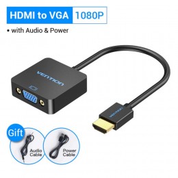 VENTION HDMI to VGA Converter with Female Micro USB and Audio Port 0.15M Black (ACRBB) (VENACRBB)