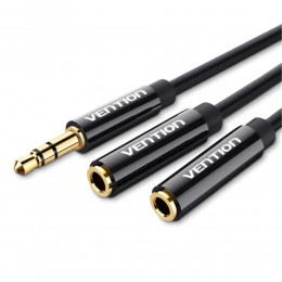 VENTION 3.5mm Male to 2*3.5mm Female Stereo Splitter Cable 0.3M Black ABS Type (BBSBY) (VENBBSBY)