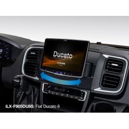 Alpine iLX-F905DU8S 1DIN chassis car stereo with swivel 9-inch capacitive WXGA screen, featuring DAB