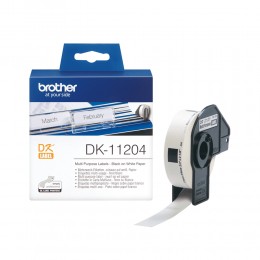 Brother DK-11204 Label Roll – Black on White, 17mm x 54mm (DK11204) (BRODK11204)