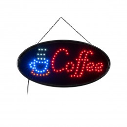GloboStar® 75687 Φωτιστικό Ταμπέλα LED Οβάλ Σήμανσης COFFEE με Πρίζα AC 230V Μ48 x Π1.8 x Υ24.5cm