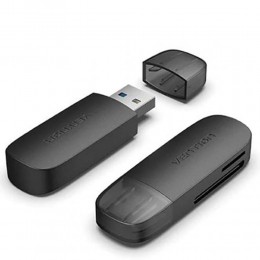 VENTION 2 in 1 USB 3.0 A Card Reader (SD+TF) Black Dual Drive Letter (CLGB0) (VENCLGB0)