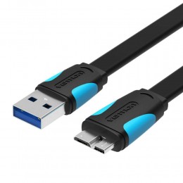 VENTION Flat USB 3.0 A Male to Micro B Male Cable 1.5M Black (VAS-A12-B150) (VENVAS-A12-B150)