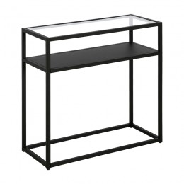 Βοηθητικό τραπέζι Levian pakoworld μαύρο μέταλλο-γυαλί 60x25x60εκ