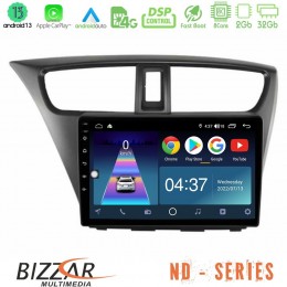 Bizzar nd Series 8core Android13 2+32gb Honda Civic Hatchback 2012-2015 Navigation Multimedia Tablet 9 u-nd-Hd0941