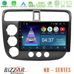 Bizzar nd Series 8core Android13 2+32gb Honda Civic 2001-2005 Navigation Multimedia Tablet 9 u-nd-Hd174n
