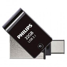 Philips 2-in-1 32GB USB 3.1 Stick με σύνδεση USB-C Μαύρο (PHUSB32G2IN1OTGGU3C) (PHIPHUSB32G2IN1OTGGU3C)