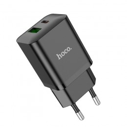 Φορτιστής Ταξιδίου Hoco N28 Founder με 2 Εξόδους Φόρτισης USB Quick Charge 18W και USB-C PD20W 5V 3.0A Μαύρος