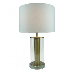 Επιτραπέζιο φωτιστικό Lampren Inart Ε27 χρυσό μέταλλο-λευκό ύφασμα Φ28x51εκ