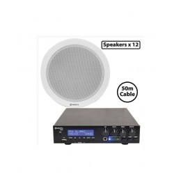 Adastra Πακέτο Background Music με 12 Ηχεία Οροφής 100V και Μίκτη-Ενισχυτή 90W Bluetooth/USB (Σετ) 22063