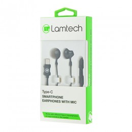 LAMTECH TYPE-C SMARTPHONE EARPHONES WITH MIC BLACK