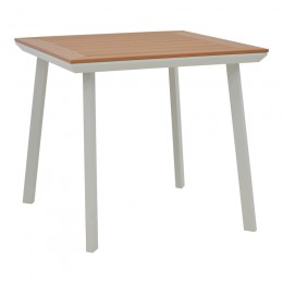 Τραπέζι Trust pakoworld αλουμίνιο λευκό-plywood φυσικό 80x80x74εκ