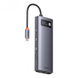 Baseus Hub 9in1  Metal Gleam Series USB-C to 2x USB 3.0 + 2x HDMI + USB 2.0 + USB-C PD + Ethernet RJ45 + microSD/SD (WKWG060013) (BASWKWG060013)