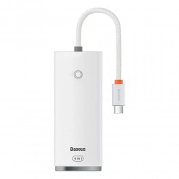 Baseus Lite Series Hub 4in1 USB-C to 4x USB 3.0 + USB-C 25cm White (WKQX030302) (BASWKQX030302)