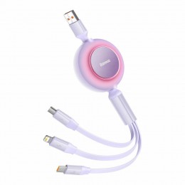 Baseus Bright Mirror 3 USB 3-in-1 cable for micro USB / USB-C / Lightning 66W / 2A 1.1m Purple (CAMJ010105) (BASCAMJ010105)