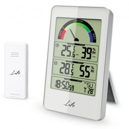 LIFE MONSOON Weather station with wireless outdoor sensor clock, white